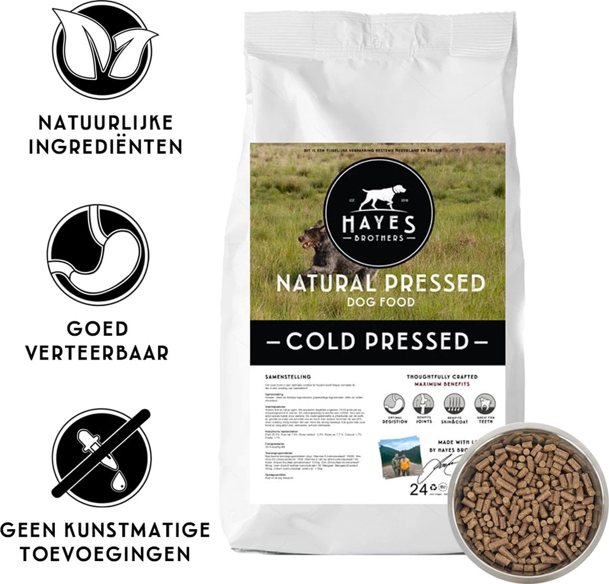 20KG Hayes Brothers Standaard Geperst Hondenvoer – Geperste Hondenbrokken Voor Volwassen & Senior Honden