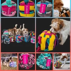 3-Hondenspeelgoed-Snuffelkubus-met Vakken-Snuffelmat-hondenpuzzel-maat S