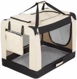 Auto Bench ReisBench Nylon Bench – Honden Bench XXL Beige-91x64x64cm – Stoffen Bench – Vouwbench – Softbench – Honden 25-35kilo