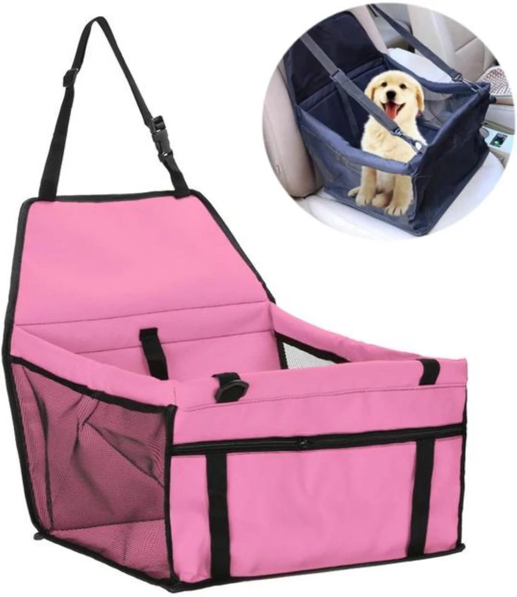 Autostoel Hond – Hondenmand Auto – Hondenstoel – Opvouwbaar – Roze