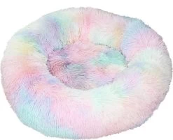 BEESSIES® Donut Hondenmand/hondenkussen 120 Cm – Wasbare Hoes – Pastel Regenboog – Hond Kussen Mand