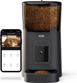 BOME Voerautomaat – Camera En Audio – Inclusief SD-Kaart – Automatische Voerbak Kat Of Hond – Voerautomaat Kat – Zwart