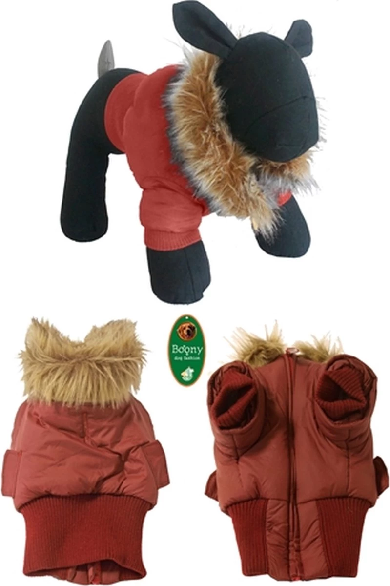 Boony – Hondenjas Stretcher Met Bontkraag Rood