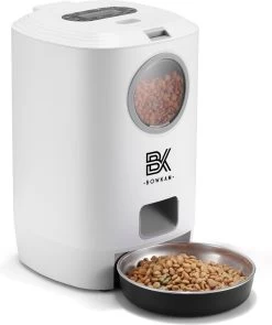 Bowkam Automatische Voerbak – Voerbak – Voerautomaat – Voerbak Kat – Voerbak Hond – Voerautomaat Kat – Met Voice Recording – Wit