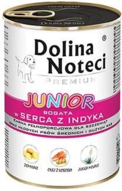 DOLINA NOTECI Premium Junior Rijk Aan Kalkoenharten – Natvoer Voor Puppy’s Van Middelgrote En Grote Rassen – 400g
