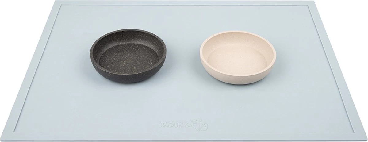 District 70 SERVE – Placemat Voor Honden En Katten – Matcht Met De BAMBOO Voerbakken – Merengue, Ice Blauw En Donker Grijs – 50 X35 Cm – Ice Blauw