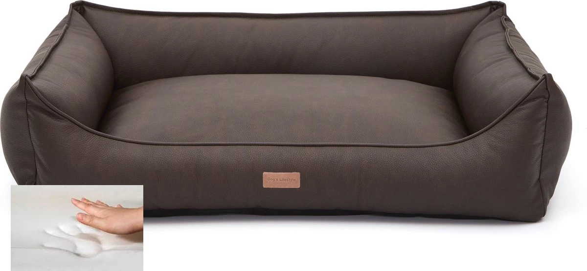 Dog’s Lifestyle Orthopedische Hondenmand Structuro Leder Bruin XL 110cm – Ook In Taupe, Cognac, Antraciet En Lichtgrijs
