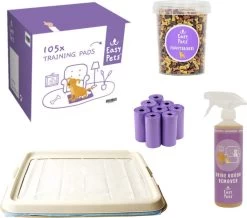 Easypets Puppy Zindelijkheidspakket – Hondentoilet – Training Pads 105st – Padhouder – Puppy Trainers 500ml – Urinegeur Verwijderaar 500ml – Poepzakjes 160st