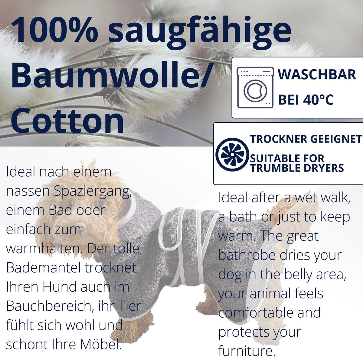 HOMELEVEL Hondenbadjas Van Zachte Badstof – Absorberende Hondenhanddoek Van Katoen Met Klittenband – Maat XS In Roze