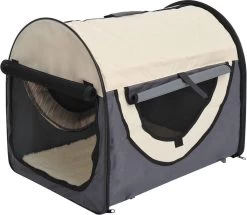 PawHut Honden Draagtas – Reisbench – Reismand Hond – Dieren Transport Box – Opvouwbaar – Maat L – 70x51x59 Cm – Grijs Creme