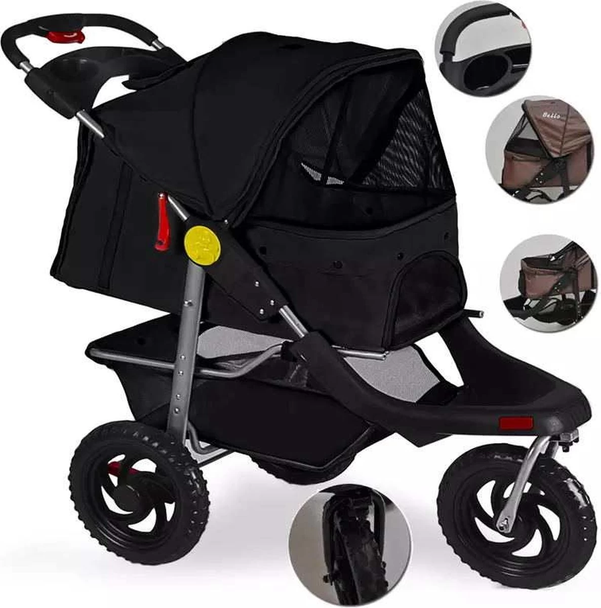 Hondenbuggy All Terrain Big Wheels Zwart – Dogs&Co