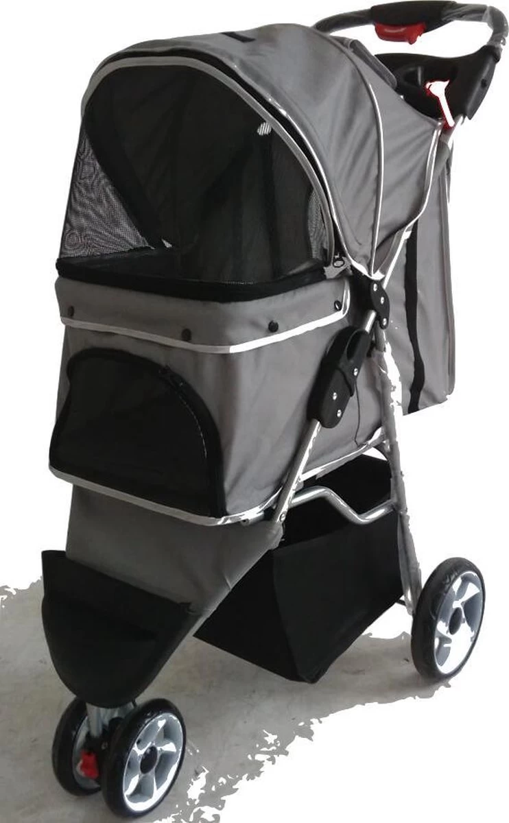 Hondenbuggy Grijs 3-wieler – Huisdieren Wandelwagen Inklapbaar – Dogs&Co