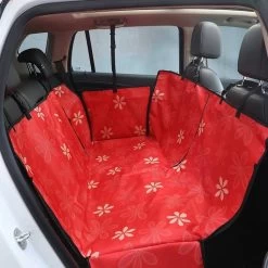 Hondendeken Voor Auto – Red Flowers – Honden Beschermhoes – Achterbank Beschermer – Seat Cover – Waterdicht – Honden