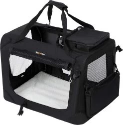 Hondendraagtas – Reisbench – Transportbox Auto – Hondentas – Hondenbox – Opvouwbaar – 60 X 42 X 42 Cm – Zwart