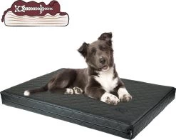 Huggles Orthopedisch Hondenbed Onyx Pitch Black – Hondenkussen – XL – 120x80x9cm – Afneembare Hoes Uit Zwart Kunstleer Met Ritssluiting