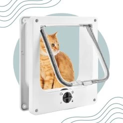 Kattenluik Wit Met Tunnel – Hondenluik – 4 Vergrendelingsstanden – Weersbestendig – Binnen En Buiten