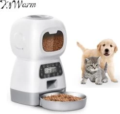 Kiwarm Automatische Voerbak Kat Of Hond – Voerautomaat Kat Of Hond – Voerbak Kat Of Hond – Voerdispenser – Ingebouwde Microfoon – 3,5L – Wit