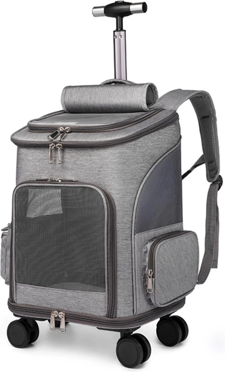 N/A Luxe Hondentrolley – Grijs – Hondenrugzak – Hondenbuggy – Hondentas – Rugzak Voor Honden – Honden Reismand -Kattentrolley – Huisdierentrolley