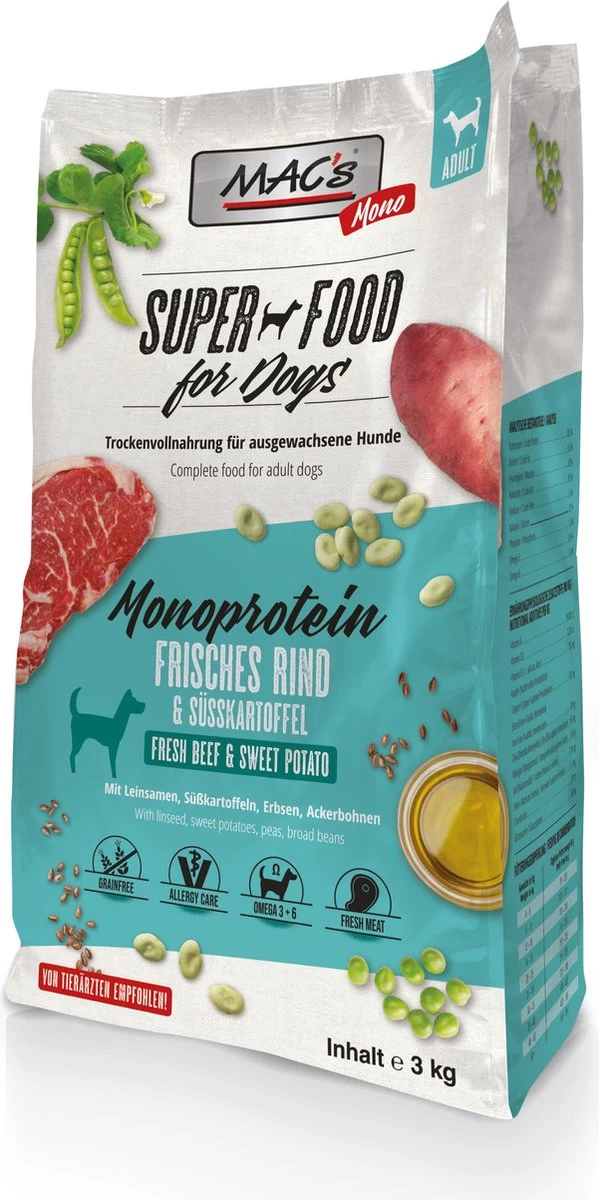 MAC’s Superfood Hondenvoer Mono Proteïne Rund 3kg Hondenbrokken