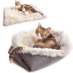 MAIYADUO – 2 In 1Kat Bed Mat 61×51 Cm Kattenbed Hondenbed Kleine Hond Slaapzak Zacht Pluche Wasbaar Huisdier Bed