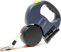 Morn Light Double Intrekbare Hondenriem, Flexibele Hondenriem Voor Twee Honden Met Ledlicht En Poepzakhouder Voor Twee Honden Om Te Wandelen Training