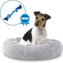 Pawzle Hondenmand – Donut Hondenkussen – Kattenmand – Bed Voor Honden & Katten – Wasbaar – 60cm – Grijs