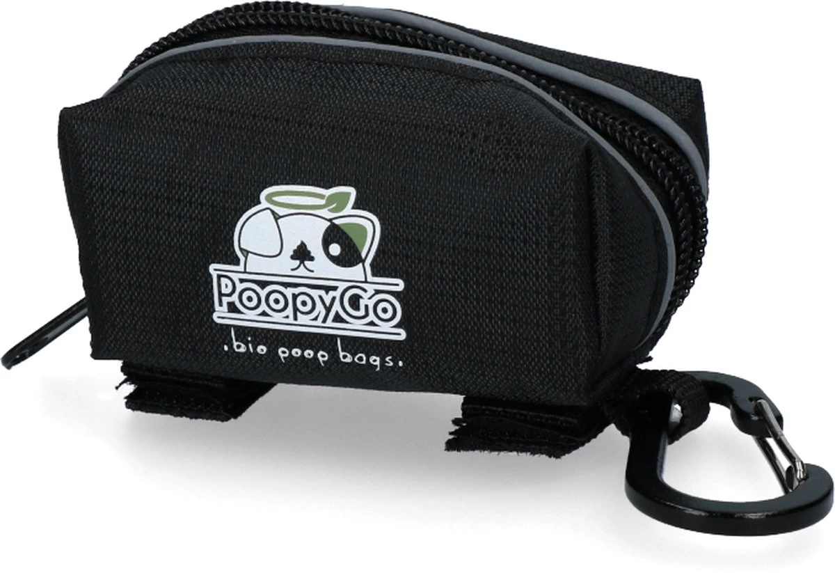 PoopyGo Poepzakhouder – Dispenser Voor Poepzakjes – Duurzaam Nylon – Eenvoudig Te Bevestigen Aan De Hondenriem – Waterproof – Met Klittenband En Karabijnhaak – 4x11x6cm
