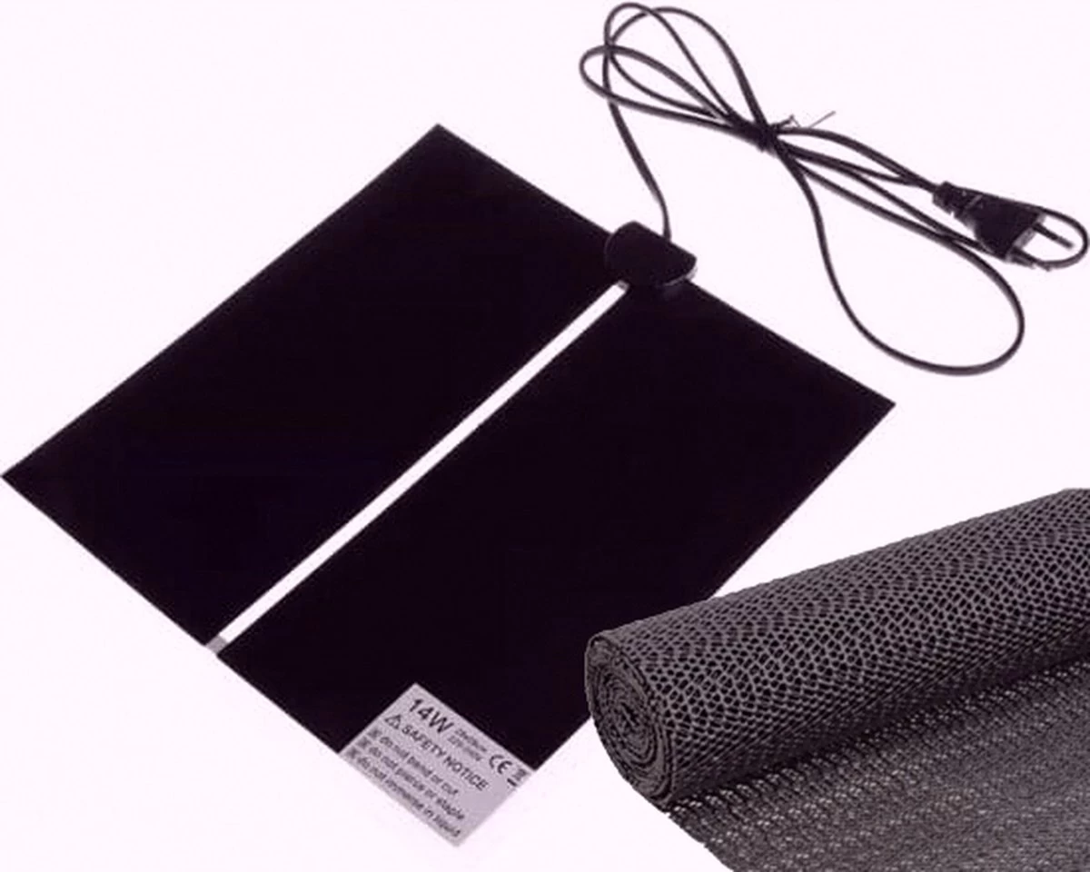 Professionele Warmtemat Voor Huisdieren Met Anti-slip Matje – 28 X 28 Cm – 14 Watt – | Terraria Verwarming | Hondenmand Verwarming | Kippenhok Verwarming | 28x28cm | Mét Thermostaat!