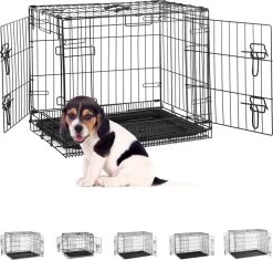 Relaxdays Hondenbench – Draadkooi – Opvouwbaar – Stevig – Metaal – Reisbench – Transportbo – 61 Cm