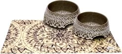 Tarhong Boho Set Taupe 2 Voerbakken / Placemat Boho – 18 CM 590 ML / 49X29 CM
