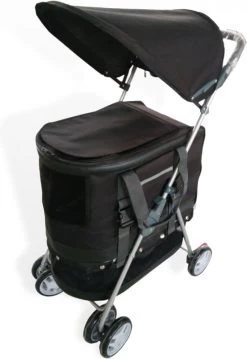 Topmast Excellent – Hondenbuggy – Zwart – Inklapbare – 4 Wielen – Comfort Buggy