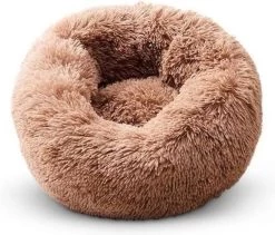 Topmast Fluffy Donut Dierenkussen – Hondenmand – Kattenmand – Superzacht – Wasbaar – 100 Cm – Camel – XL