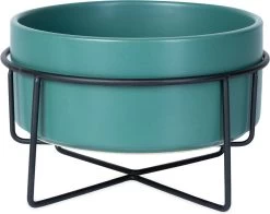 WUFY LEO Hondenbak Met Rvs Standaard – Honden Voerbak – Water & Voer Set – Drinkbak – Eetbak – S 450ml – Teal