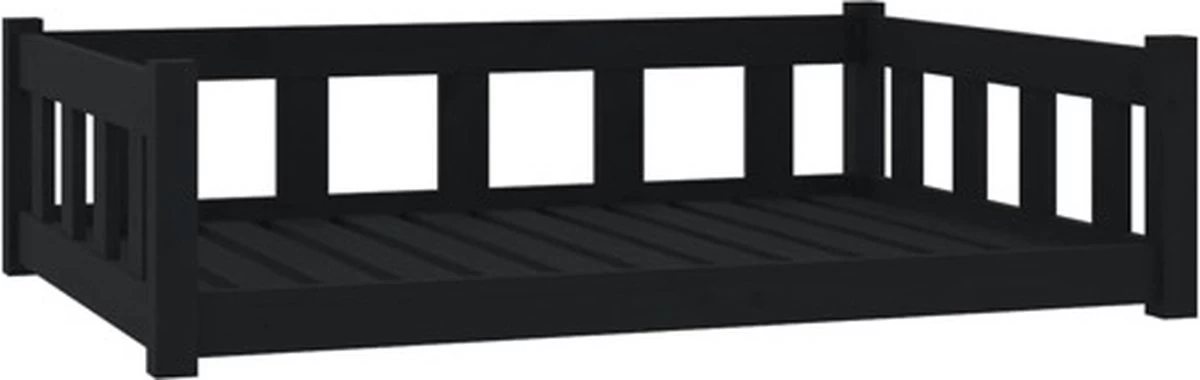 VidaXL Hondenmand 105.5×75.5×28 Cm Massief Grenenhout Zwart