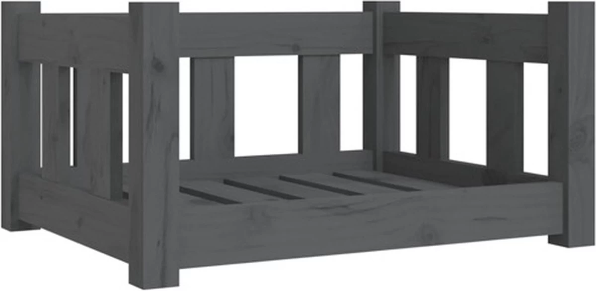 VidaXL Hondenmand 55.5×45.5×28 Cm Massief Grenenhout Grijs