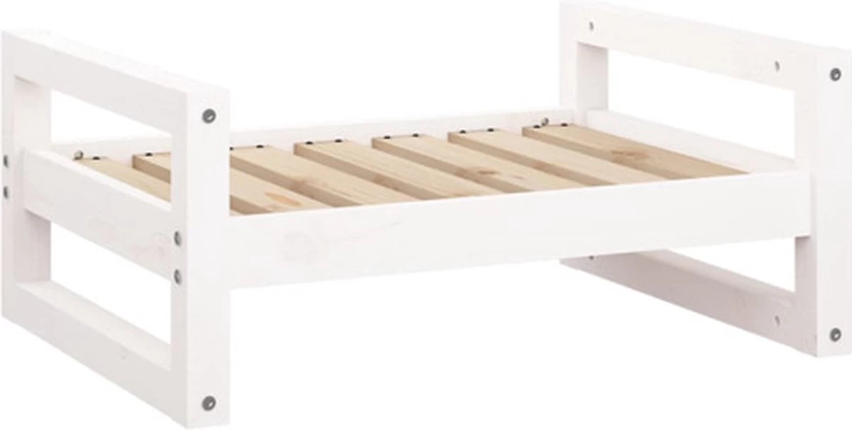 VidaXL Hondenmand 65.5×50.5×28 Cm Massief Grenenhout Wit