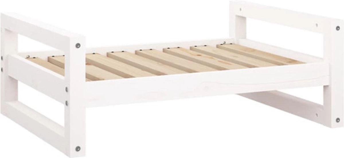 VidaXL Hondenmand 75.5×55.5×28 Cm Massief Grenenhout Wit