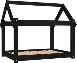 VidaXL Hondenmand 81x60x70 Cm Massief Grenenhout Zwart