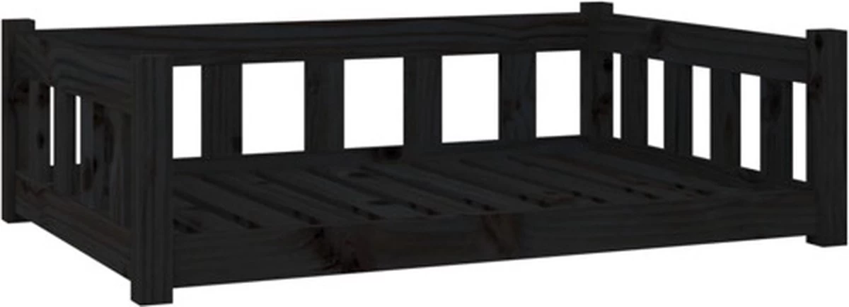 VidaXL Hondenmand 95.5×65.5×28 Cm Massief Grenenhout Zwart